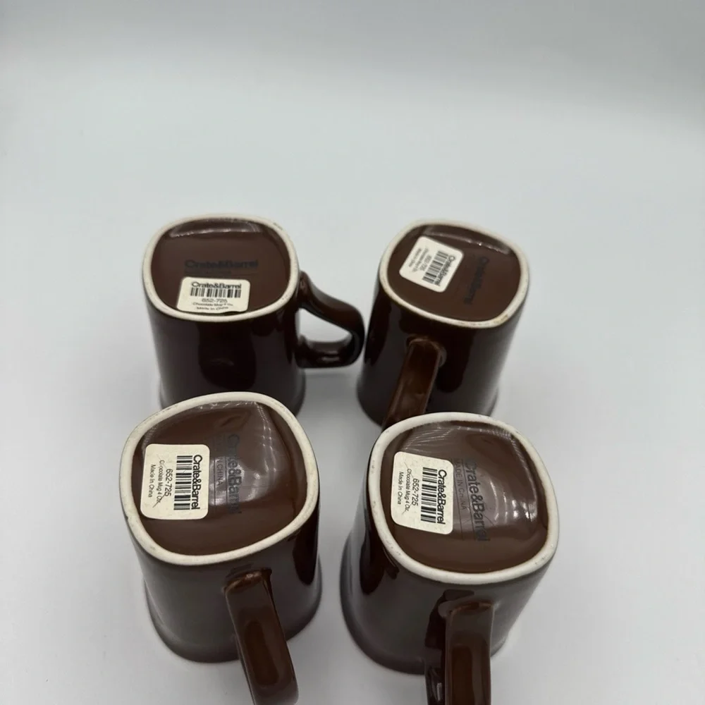 4 Crate & Barrel demitasse chocolate Brown Expresso Mugs 4oz  w/ Tags